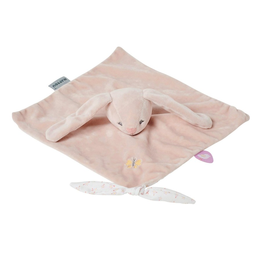 Knuffelen & Spelen Nattou  | Knuffeldoekje Doudou Konijn Pomme 27X27 Cm Poederroze